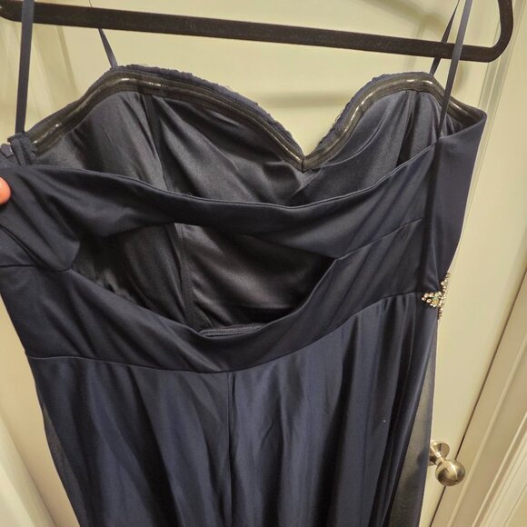 Plus Size My Michelle Blue Jeweled Strapless Gown 24 + Formal Evening Dress - Picture 3 of 3